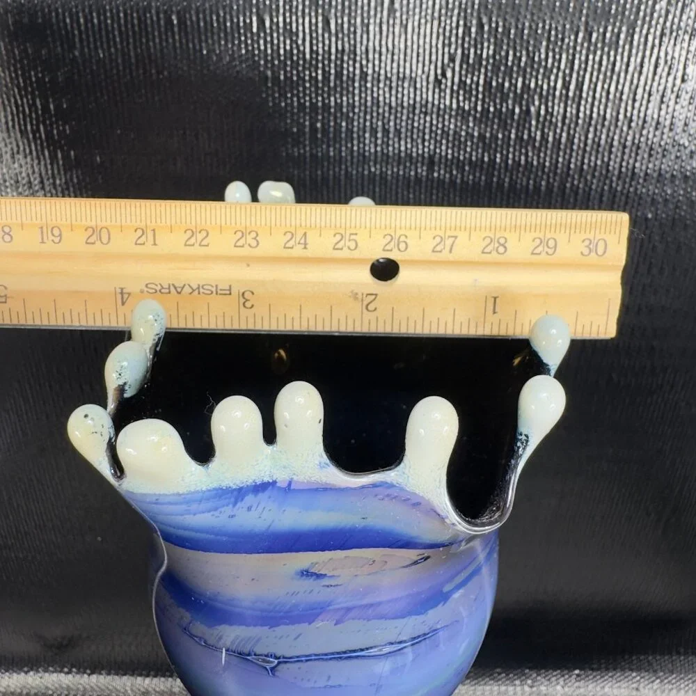 Studio Art‎ Glass Tall Vase Vessel Slag Multicolored Glass Vase Hand Blown Thin
